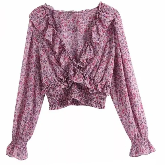 Zara Floral Ruffled Blouse - Picture 2 of 6